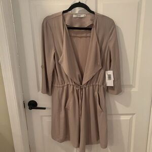 Just Fab Open Drape Jacket Size M Medium Mauve brown Tie-Waist Jacket Cover‎ up